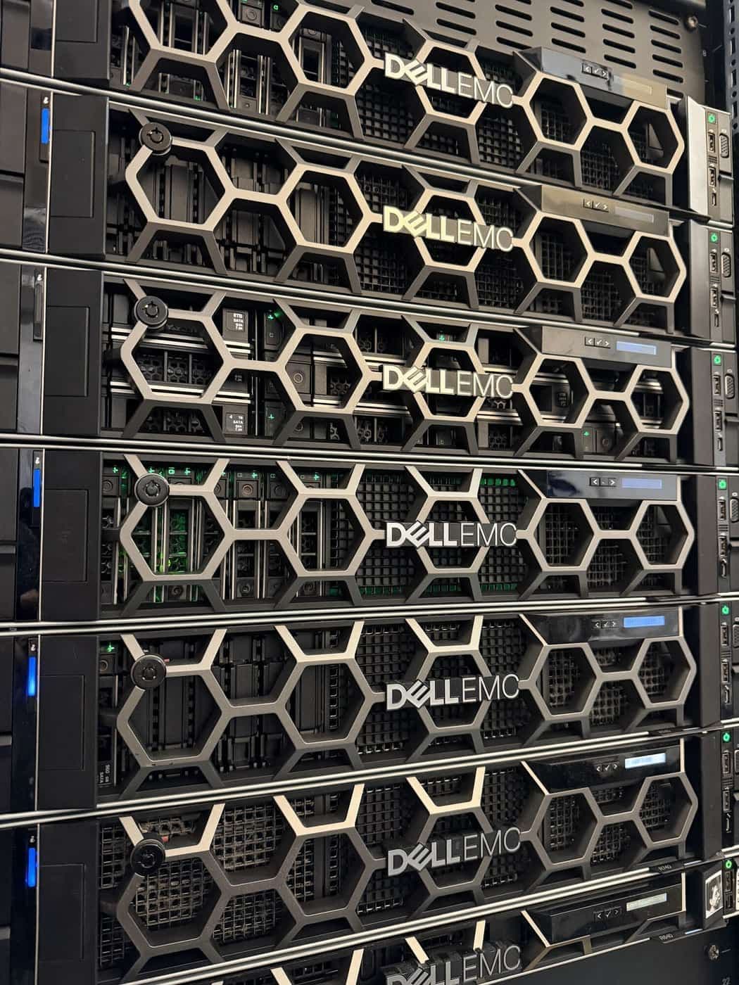 A column of Dell PowerEdge servers