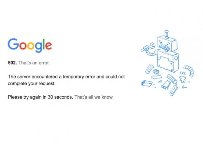 Google 500 Internal Server Error
