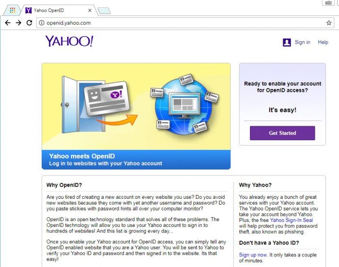 Yahoo OpenID Page