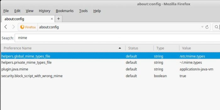 Firefox MIME Type Config in Linux