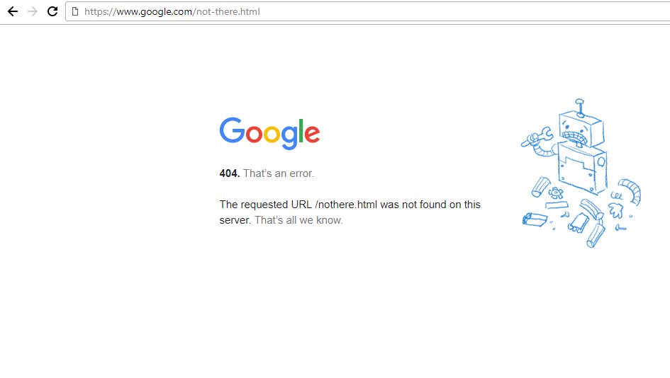 Google 404 Document Not Found