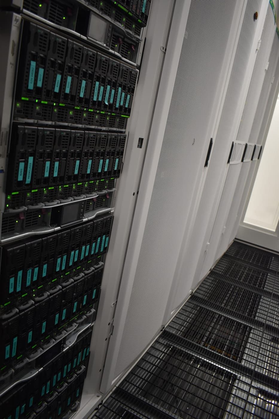 HPE c7000 blade enclosures along our aisle in Athens