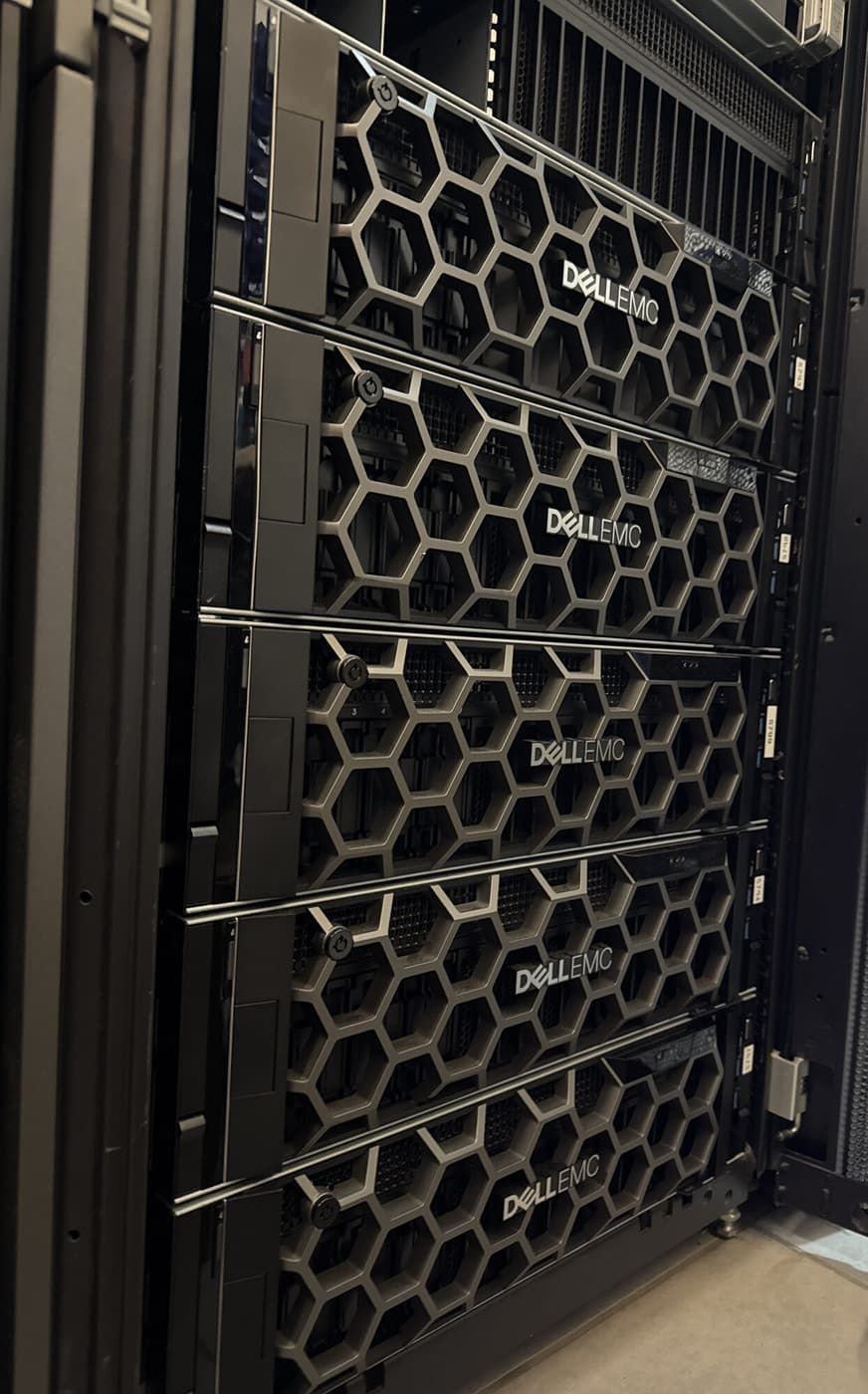 A stack of Dell PowerEdge servers
