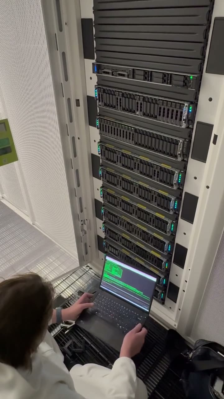 A EuroVPS engineer working at the console in the datacenter